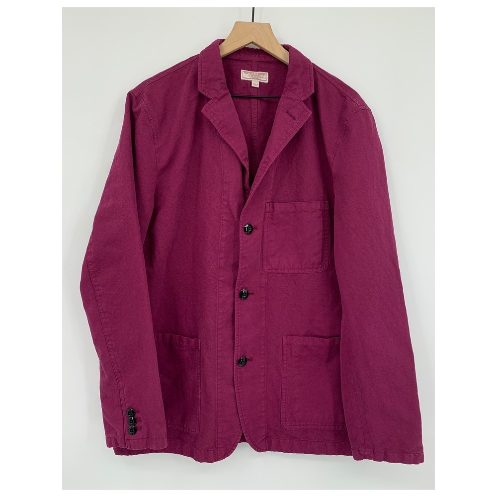 Wallace & Barnes Blazer Jacket Mens 44L Cotton Linen Chore Workwear Lightweight